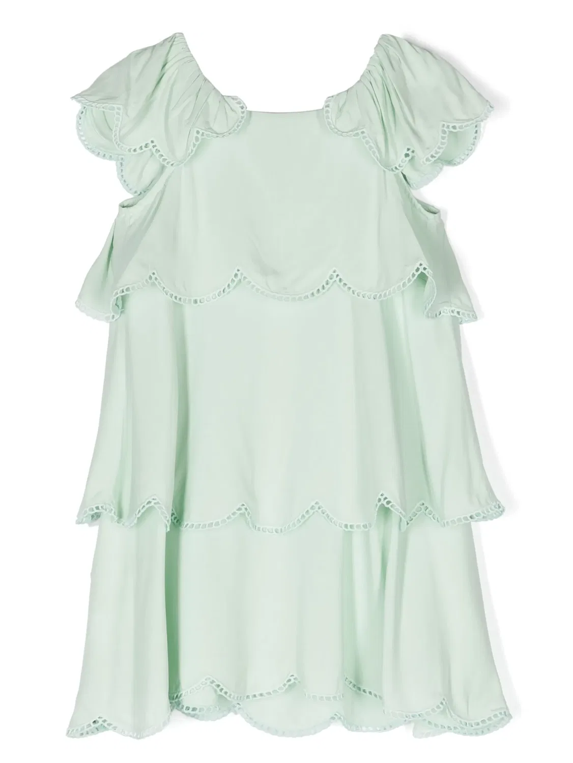 Платье с флажковым подолом и отделкой пикот Stella McCartney, зеленый — фото 3