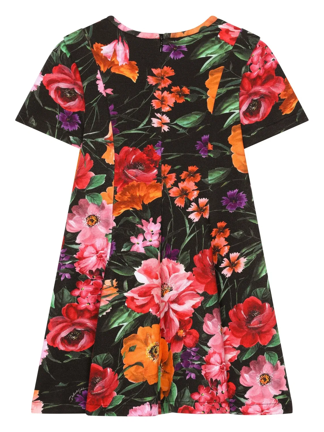 Платье из неопрена с цветочным принтом Dolce & Gabbana, черный — фото 2