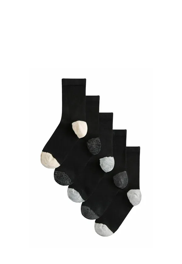 Носки 5 пар с деталями пятки и мыска, 70% вискоза, Heel & toe detail ankle socks, Next, Grey, Sparkle, черный/серый