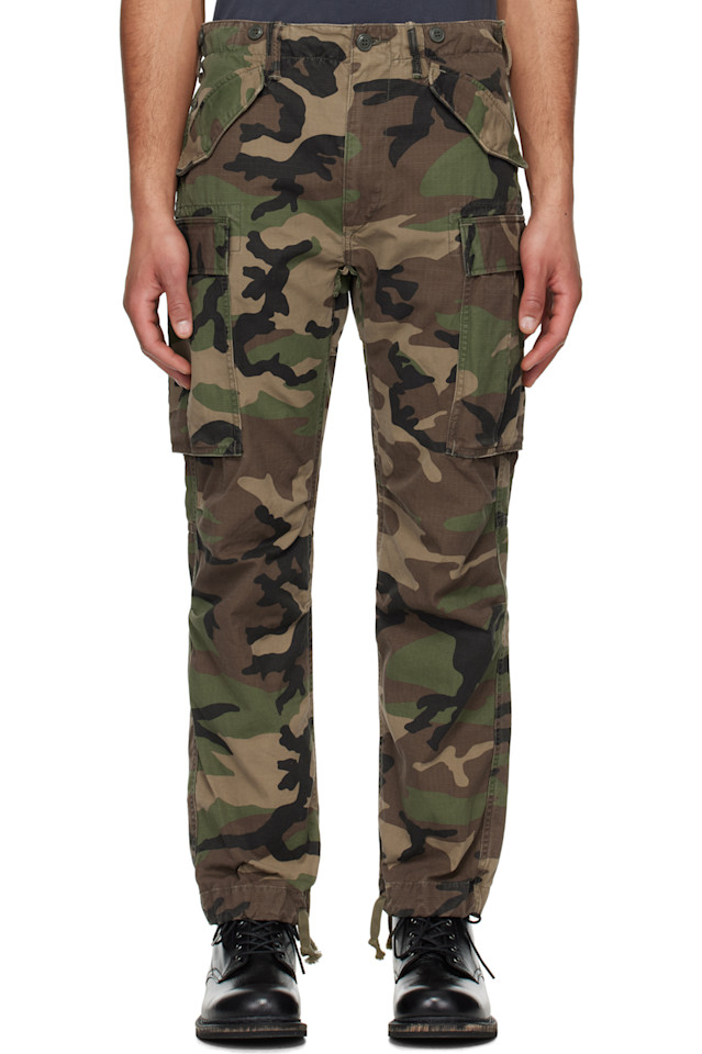 

Камуфляжные штаны с накладными карманами Regiment ripstop Rrl, цвет woodland camo