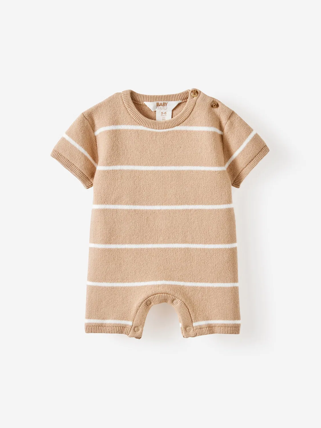 Комбинезон с коротким рукавом, трикотажный Cotton On, кремовый/полосатый