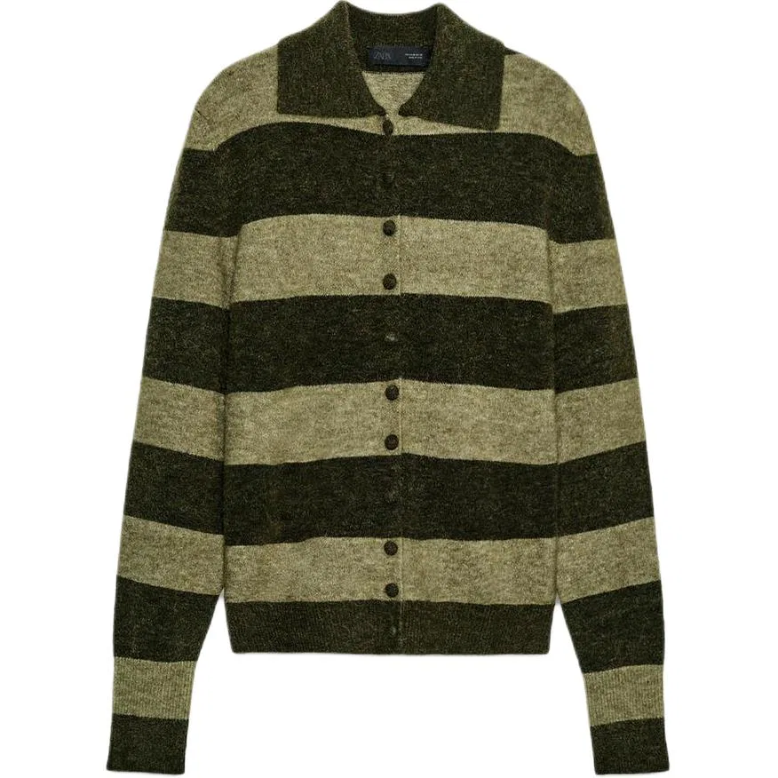 Женский кардиган с воротником-поло Green ZARA, Green