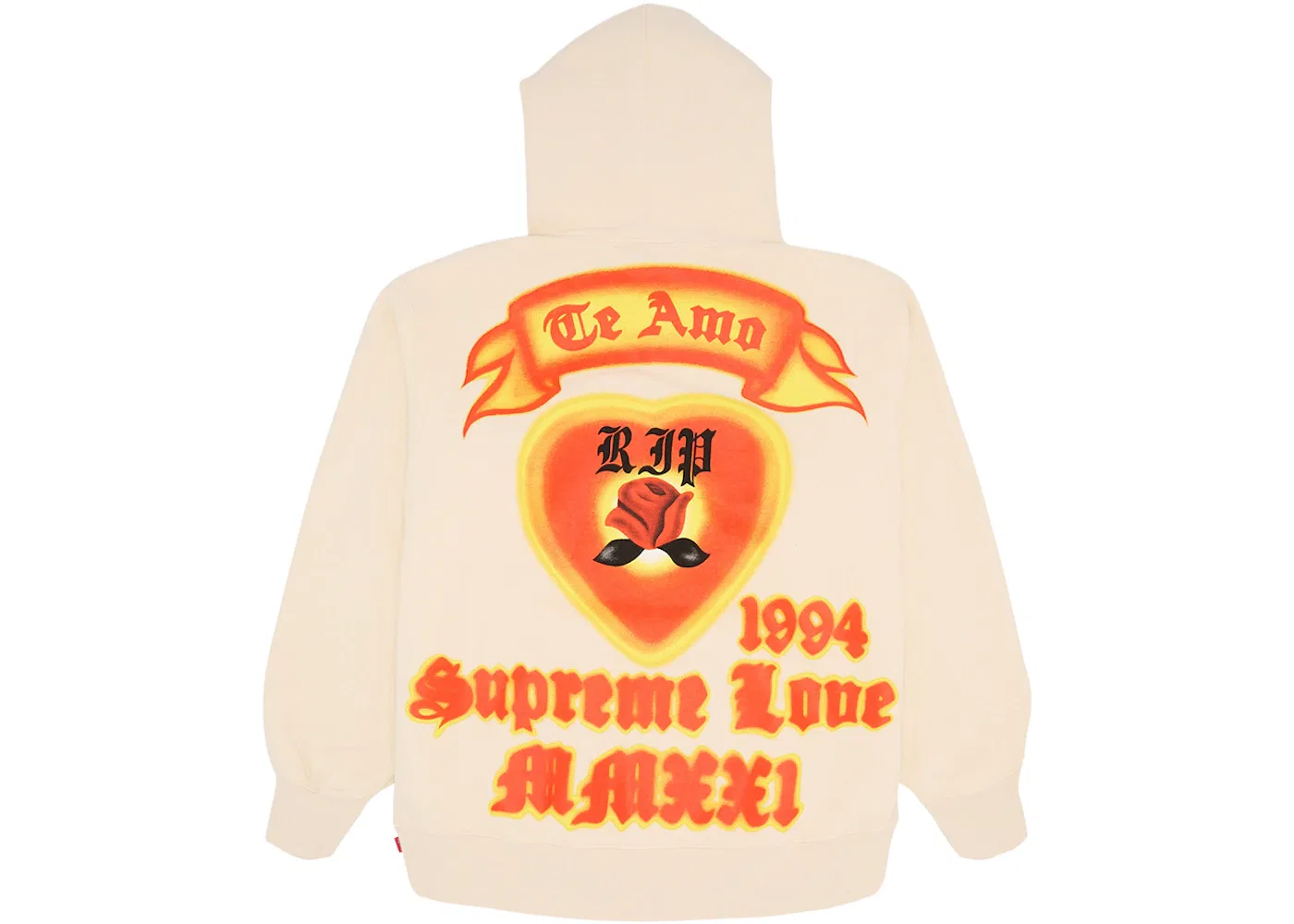 Мужской худи с капюшоном с принтом Supreme Hooded Sweatshirt, Natural