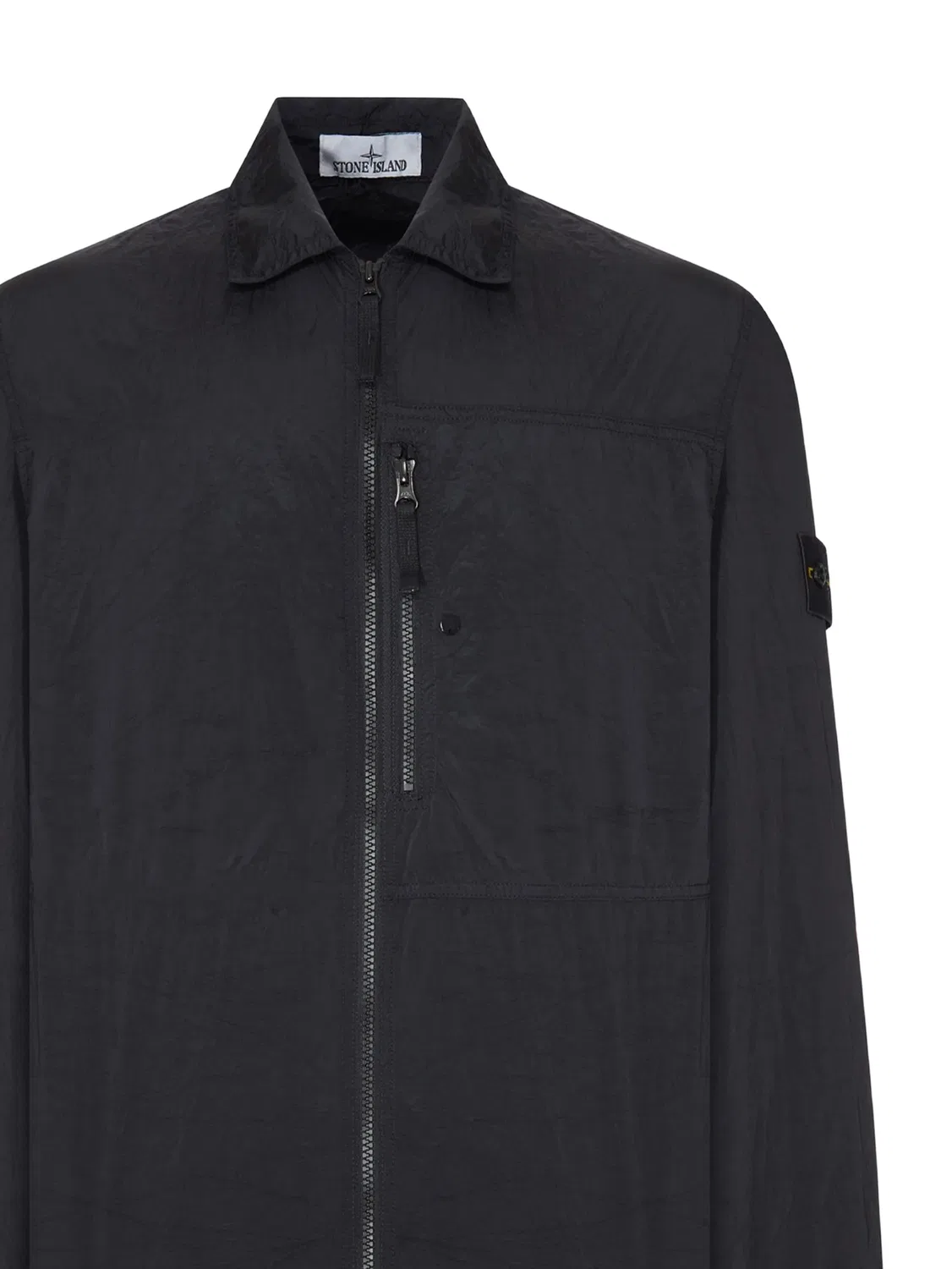 Куртка-рубашка на молнии черная Stone Island, черный — фото 2