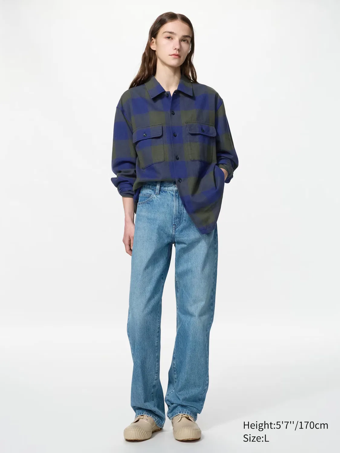 Рубашка Uniqlo, фланелевая, темно-зеленый — фото 4