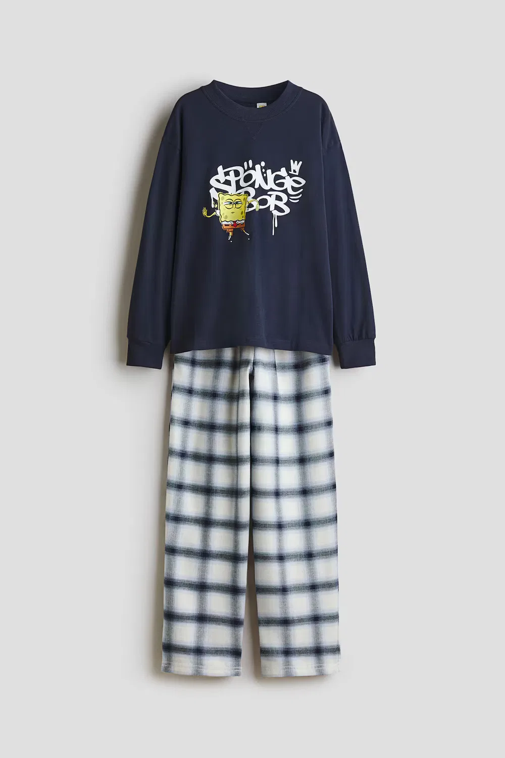 Хлопковая пижама с принтом H&M, Marineblau/Spongebob