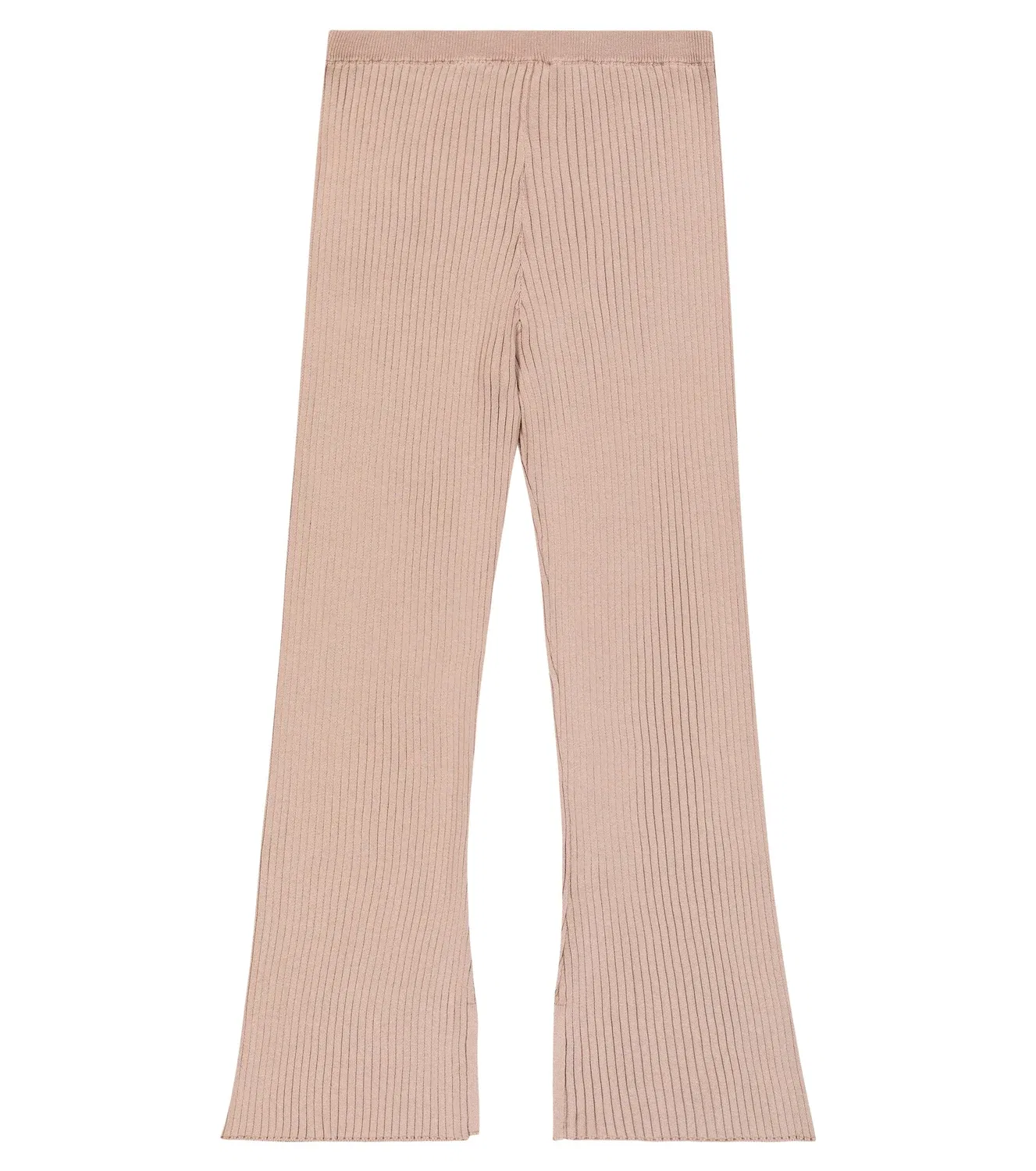 Брюки из хлопкового трикотажа в рубчик Brunello Cucinelli Kids, бежевый — фото 4