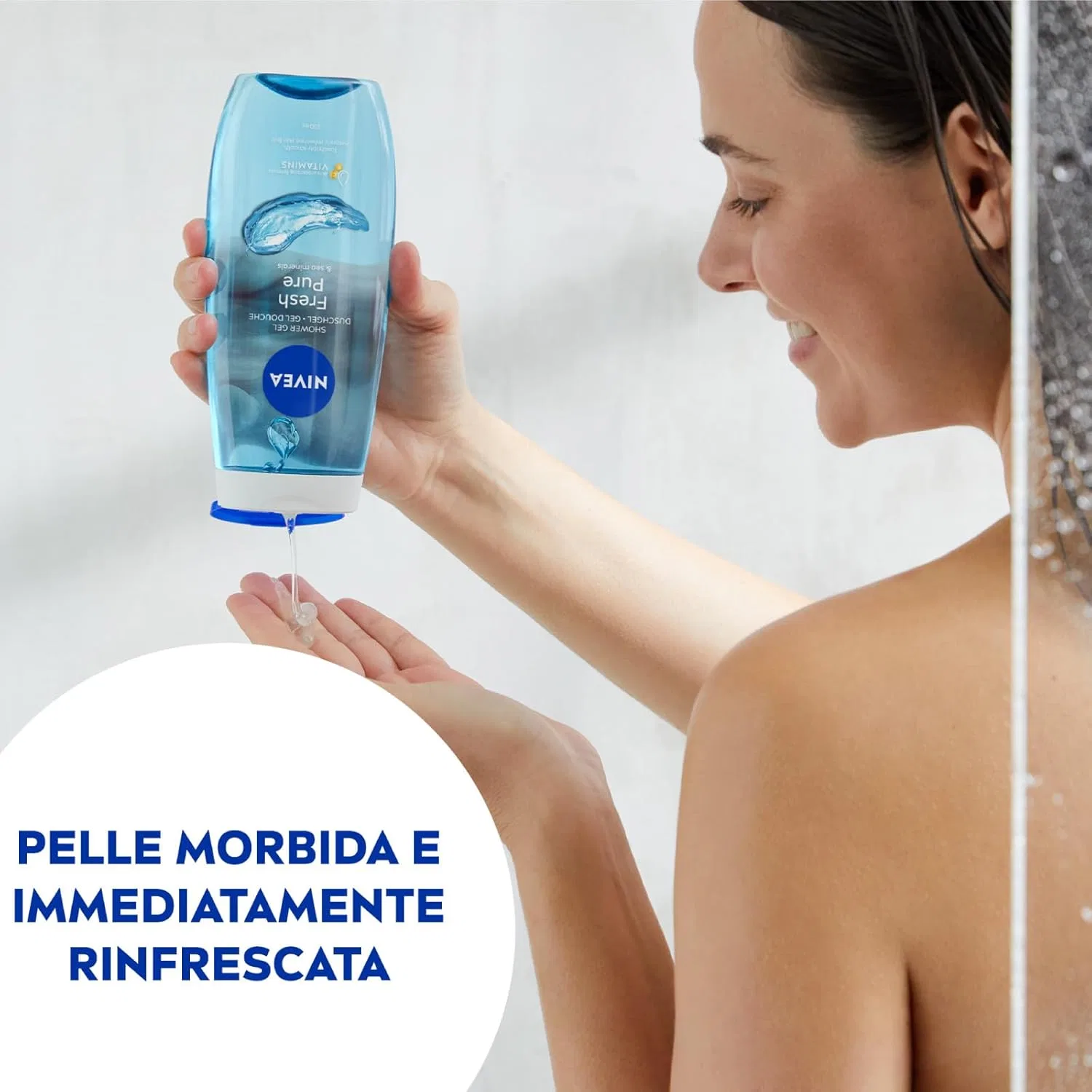 Гель для душа освежающий, NIVEA Fresh Pure, набор 5 бутылок по 250 мл, Fresh — фото 4