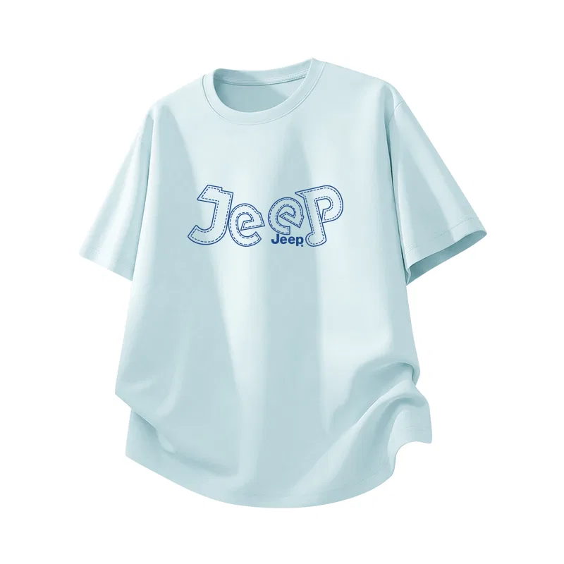 Детская футболка с круглым вырезом Jeep, Light Blue/E Blue