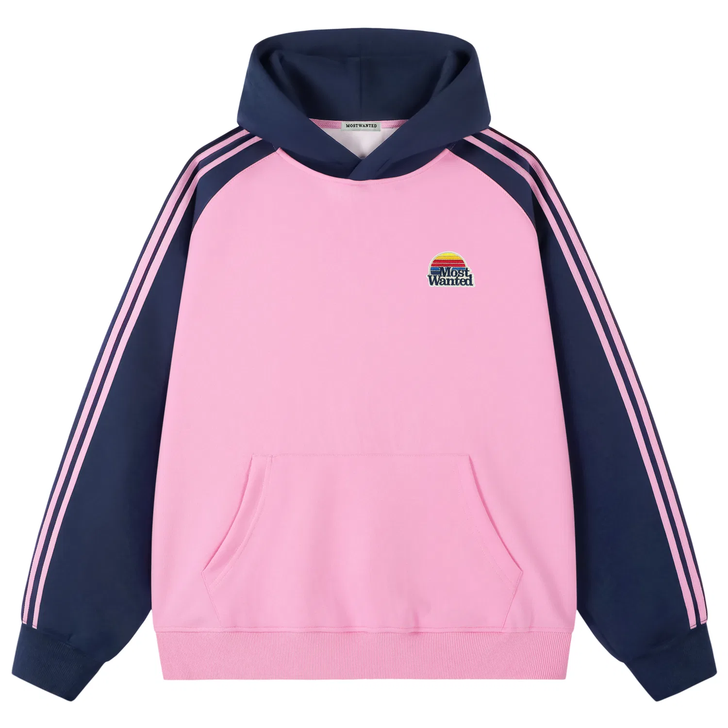 Детский худи с капюшоном умеренного прямого кроя Classic Rainbow Unisex Hooded MostwantedLab, Navy Blue & Pink