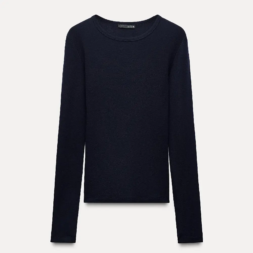 

Лонгслив Zara Wool Blend, темно-синий