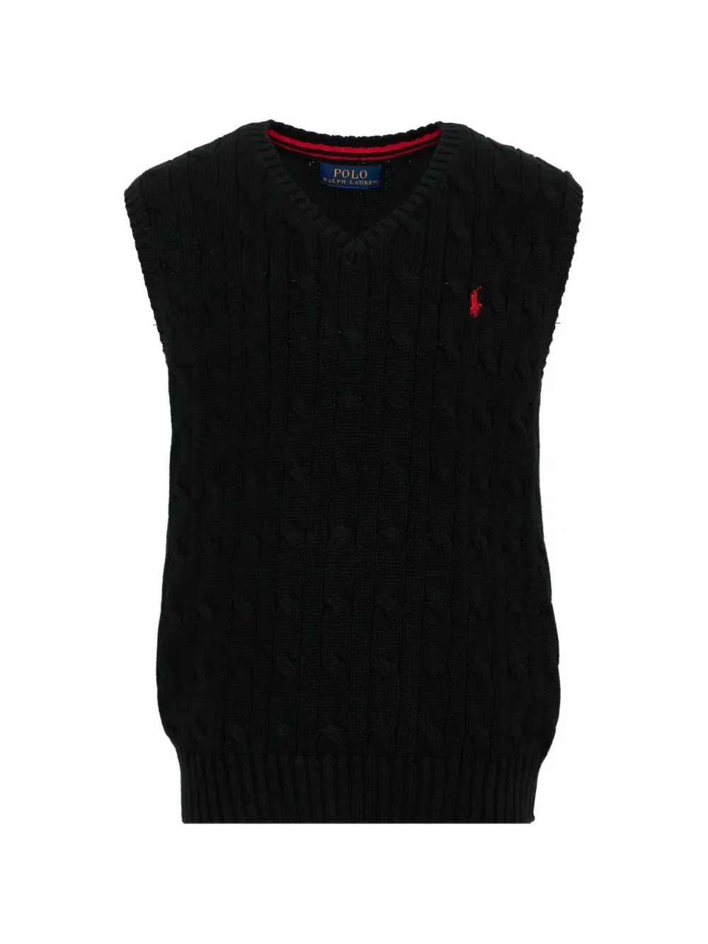 Вязаный жилет с V-образным вырезом Polo Ralph Lauren Kids, черный