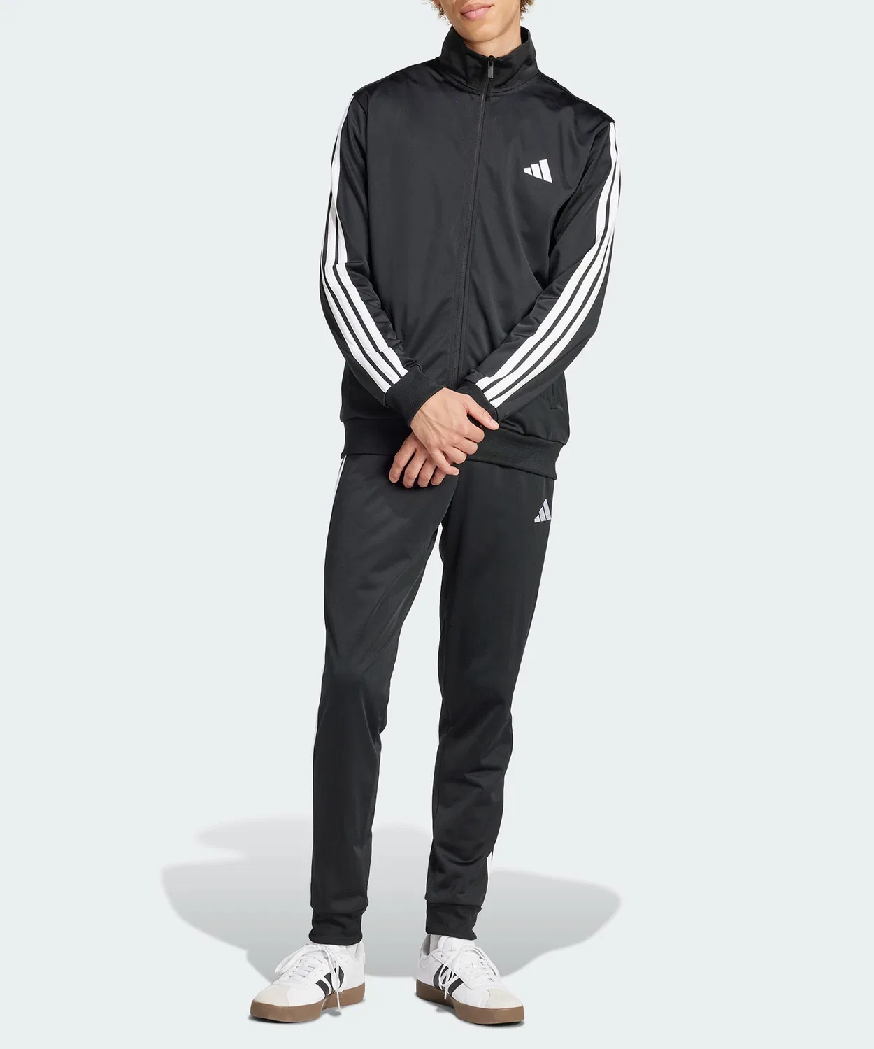 Мужской спортивный костюм с лампасами из трикотажа, модель Трикотажный костюм Adidas, Black