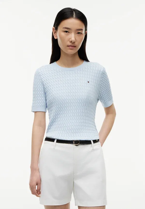 Футболка трикотажная Cable Fine Basic T-shirt Tommy Hilfiger, Breezy Blue, синий