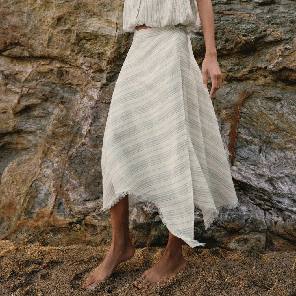 Женская юбка миди Casual Long Skirts ZARA, Nude/Sea Blue — фото 4