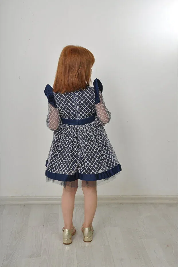 Детское платье для девочек с принтом Filizdens Kids, Navy Blue — фото 4