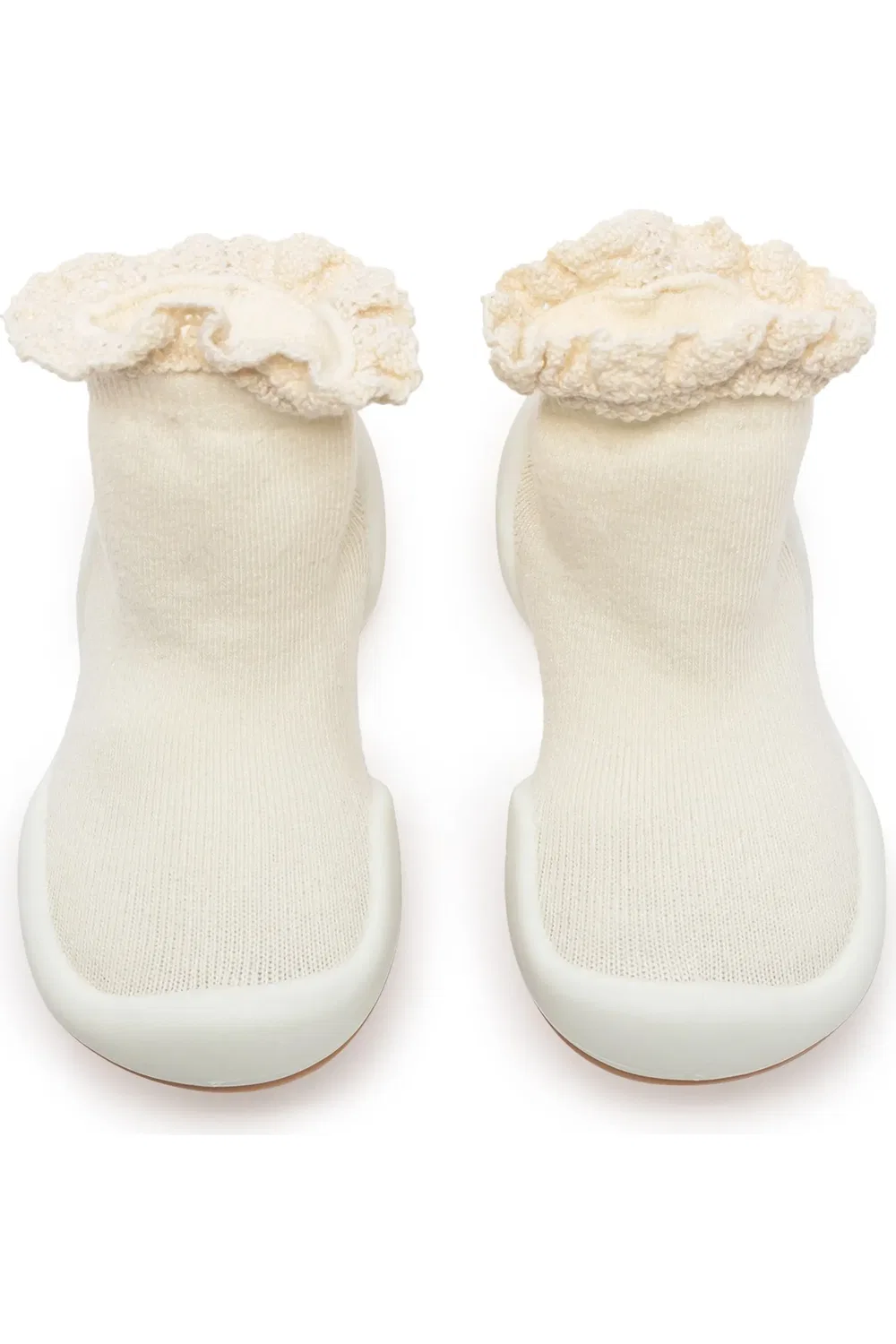 Детские туфли-носки с кружевной отделкой Komuello, Off White