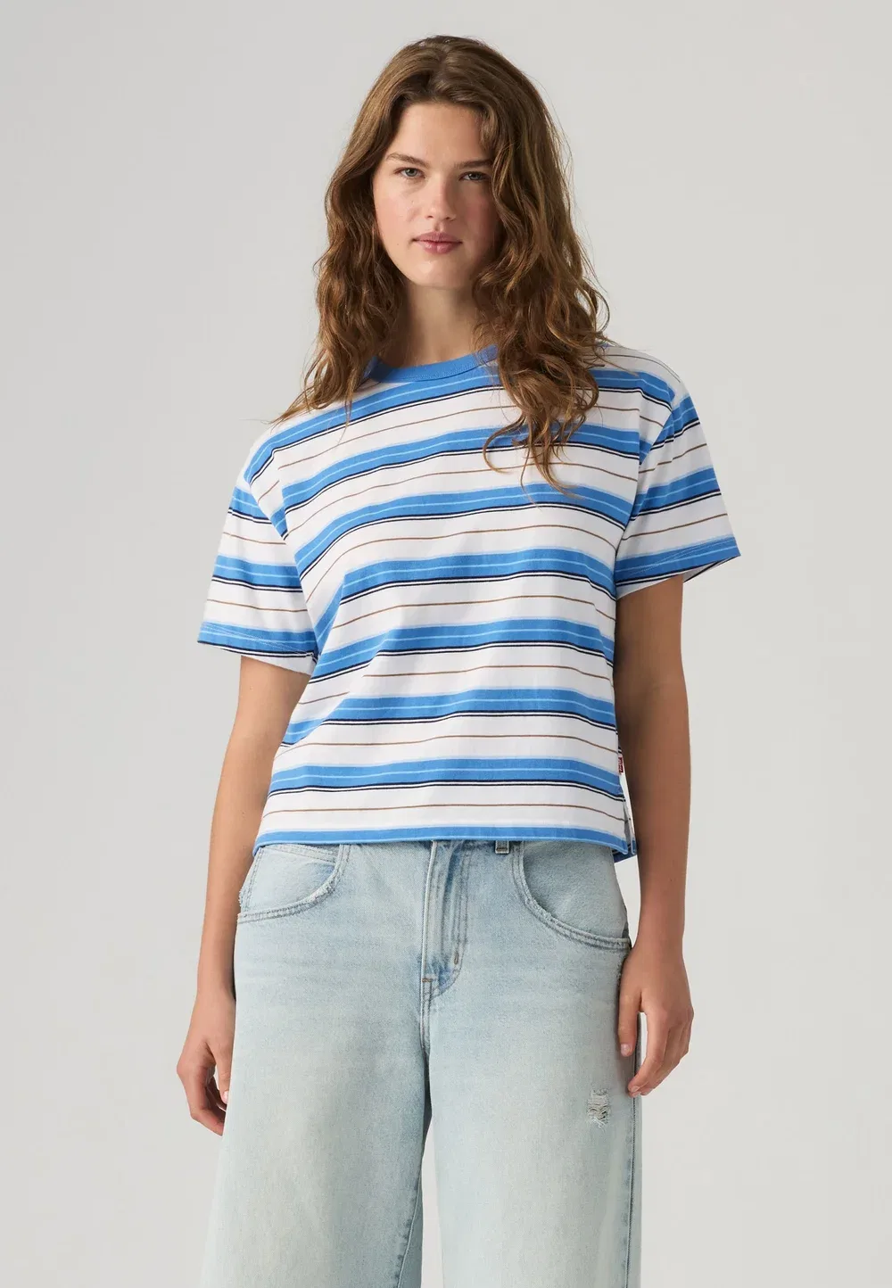 Винтажная футболка - базовая футболка Levi'S, Vida Stripe Egret Heavyweight — фото 2