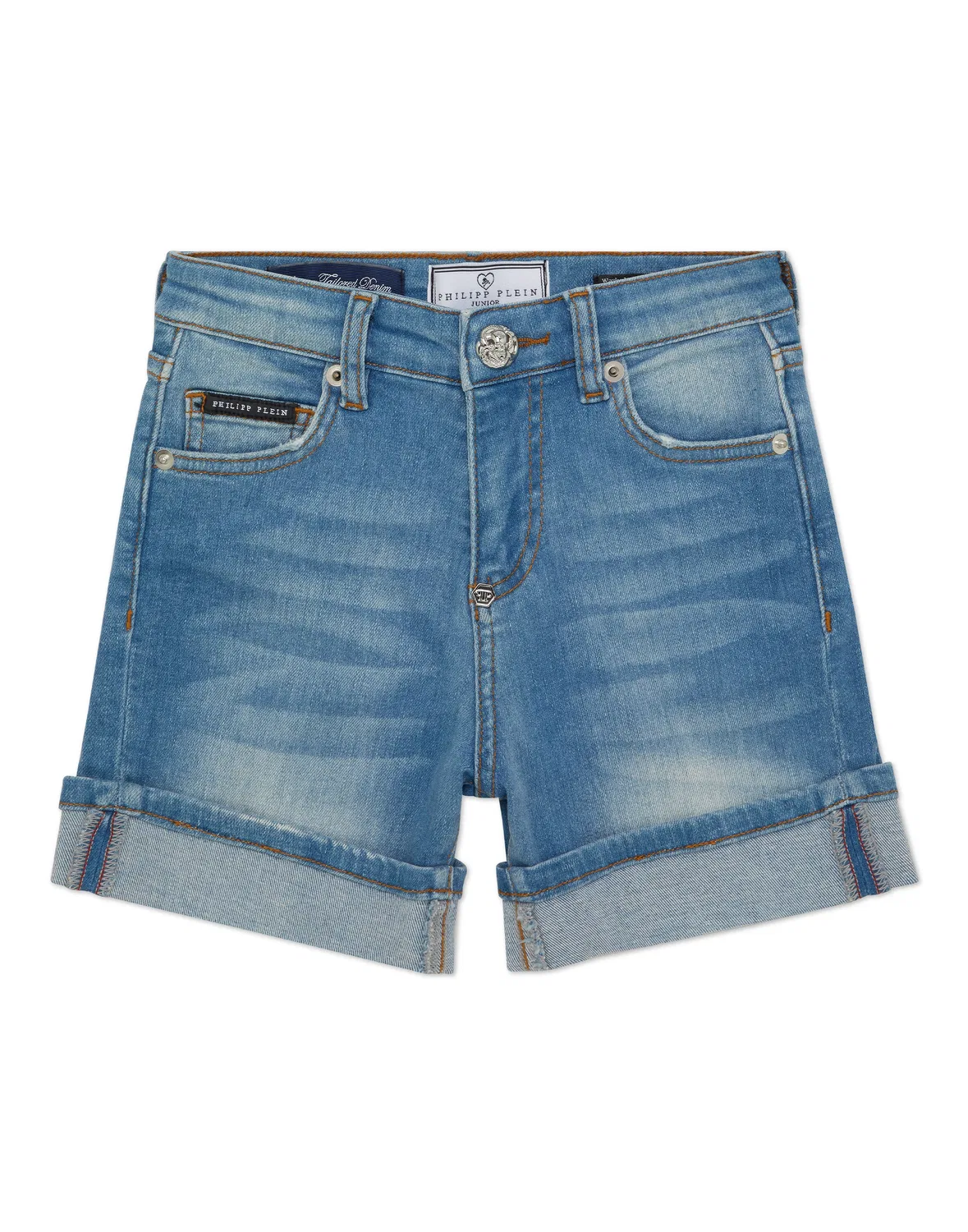 Детские джинсовые шорты с отворотами Cuff Denim Shorts PHILIPP PLEIN, Coted'Azure