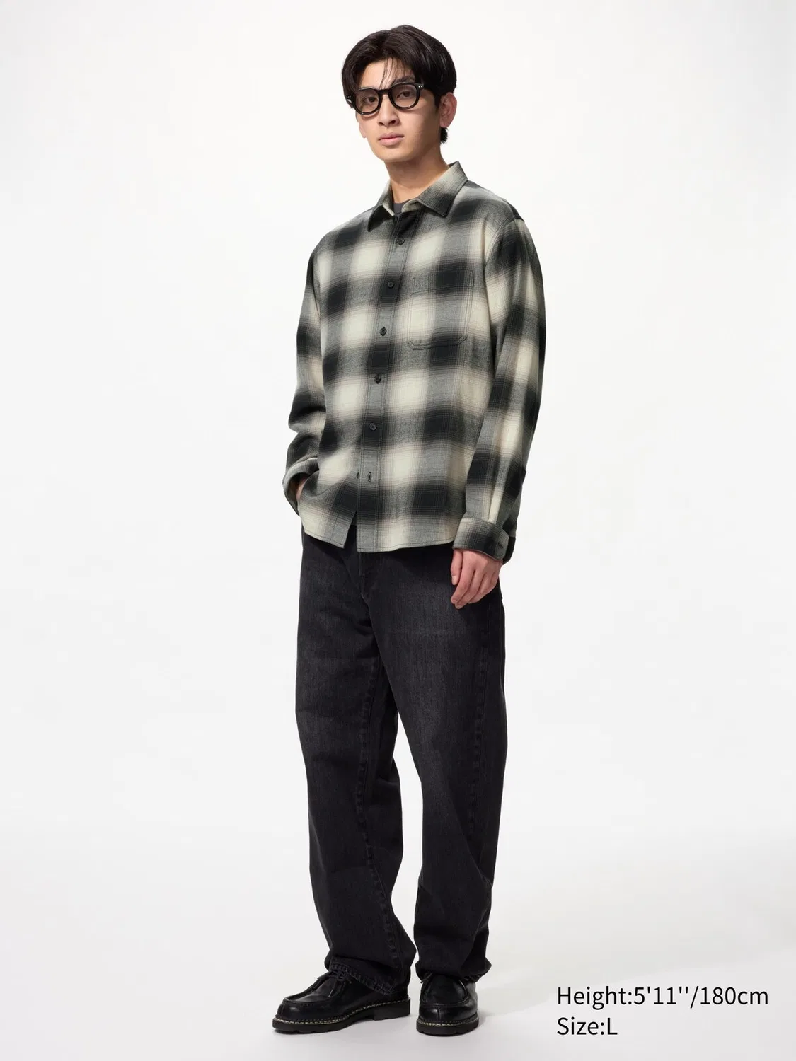 Рубашка фланелевая Uniqlo, мужская, синяя — фото 3