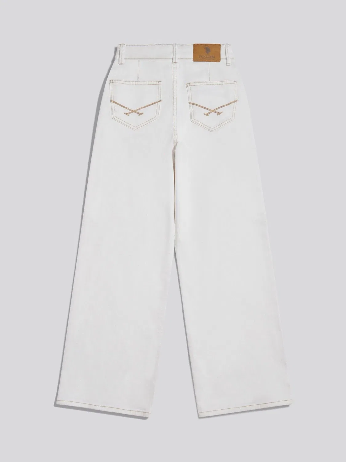 Джинсы широкие, модель Wide Leg U.S. Polo Assn., белые — фото 2