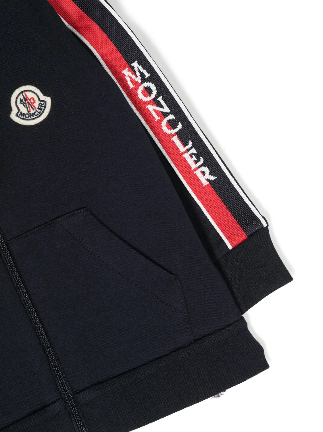Толстовка с капюшоном на молнии с логотипом Moncler, синий — фото 2
