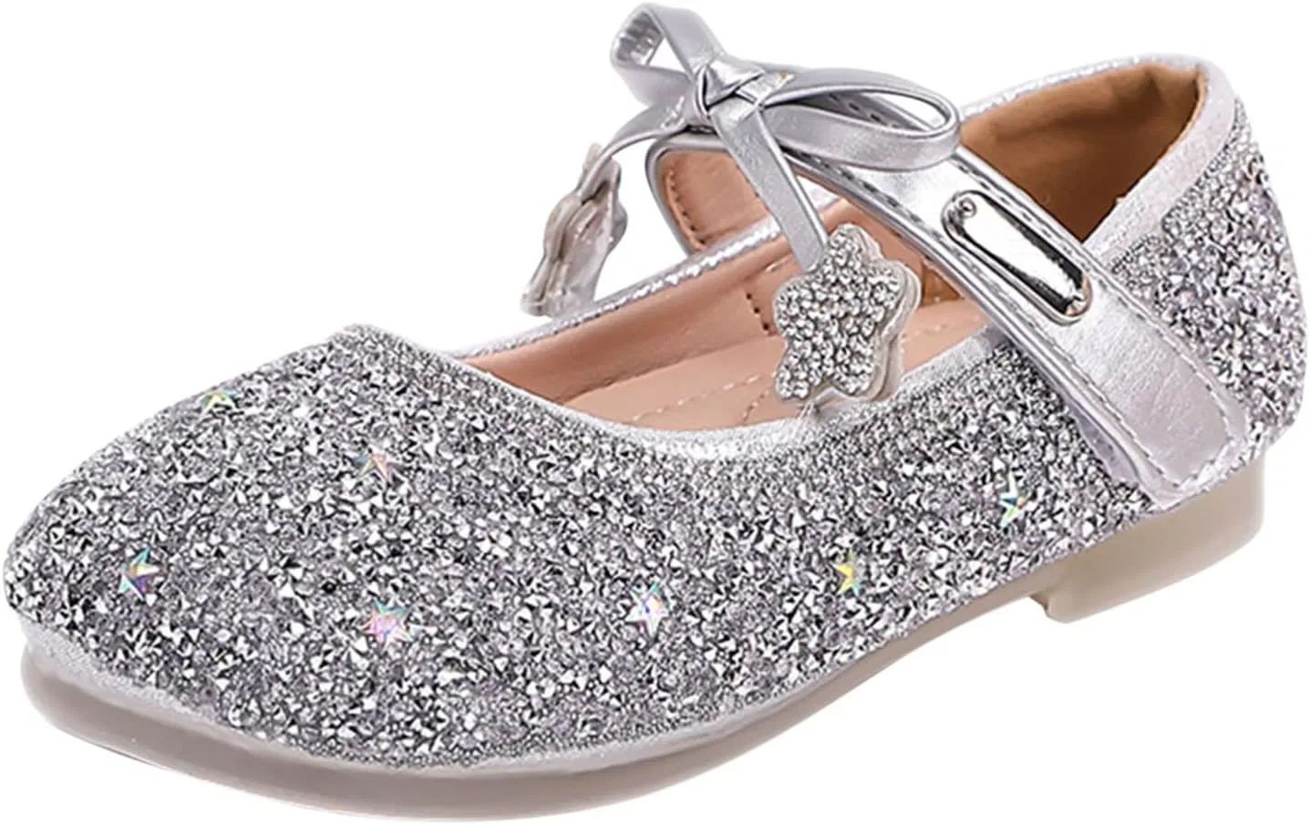 Детские туфли для девочек с блестками Mary Jane Princess, Silver