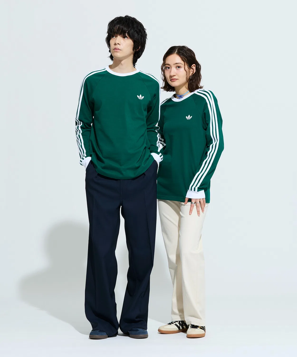 Мужская футболка с длинным рукавоми принтом Три полоски Adidas, Green — фото 2