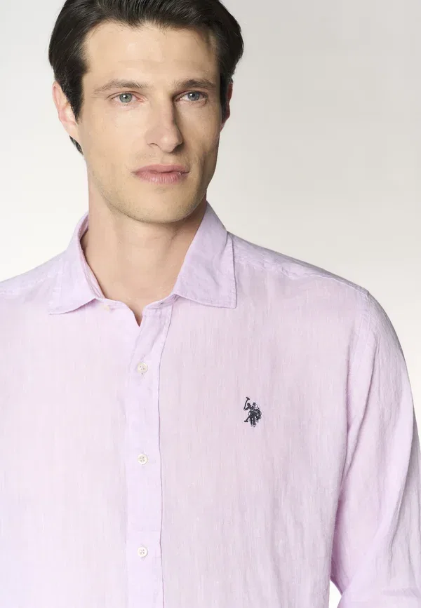 Рубашка из льна Shirt U.S. Polo Assn., розовый — фото 4