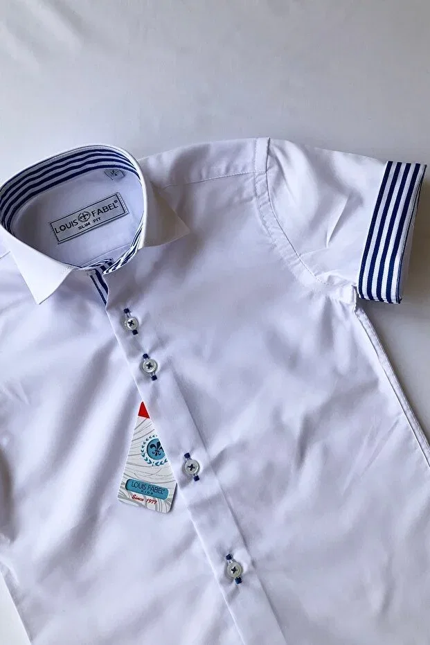 Детская рубашка для мальчиков с коротким рукавом в полоску Louis Kids, Saks — фото 3
