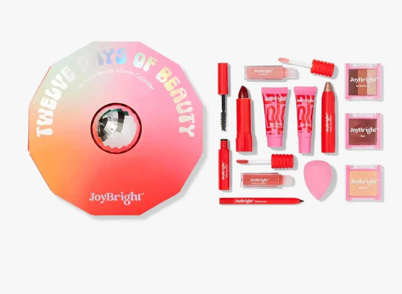 Набор косметики Ulta Beauty JoyBright 12 Day Beauty Advent Calendar красный — фото 3