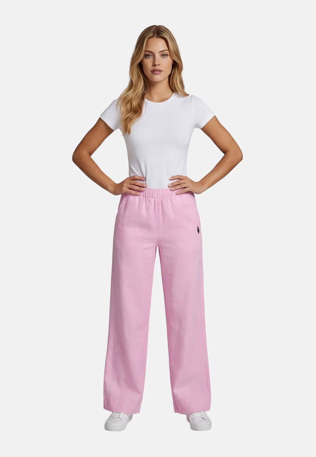 Женские льняные брюки P046 U.S. Polo Assn., Pink
