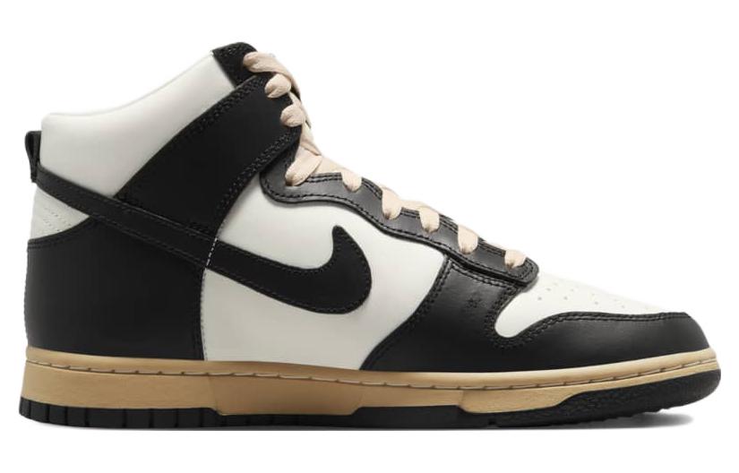 Кроссовки Nike Dunk High Retro Vintage, белый/черный — фото 2