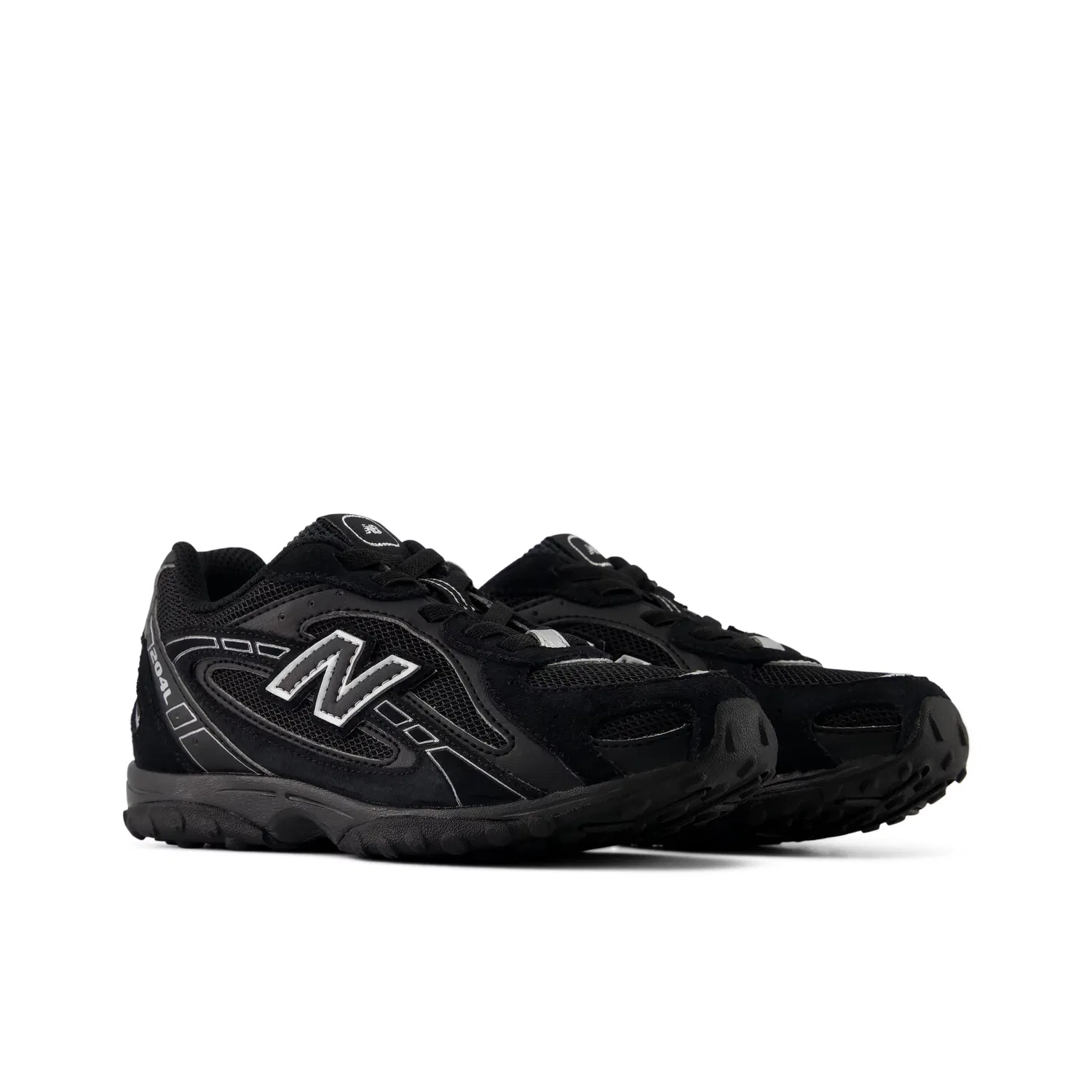 Детские кроссовки низкопрофильные New Balance 204L Lace, Black With Silver — фото 2