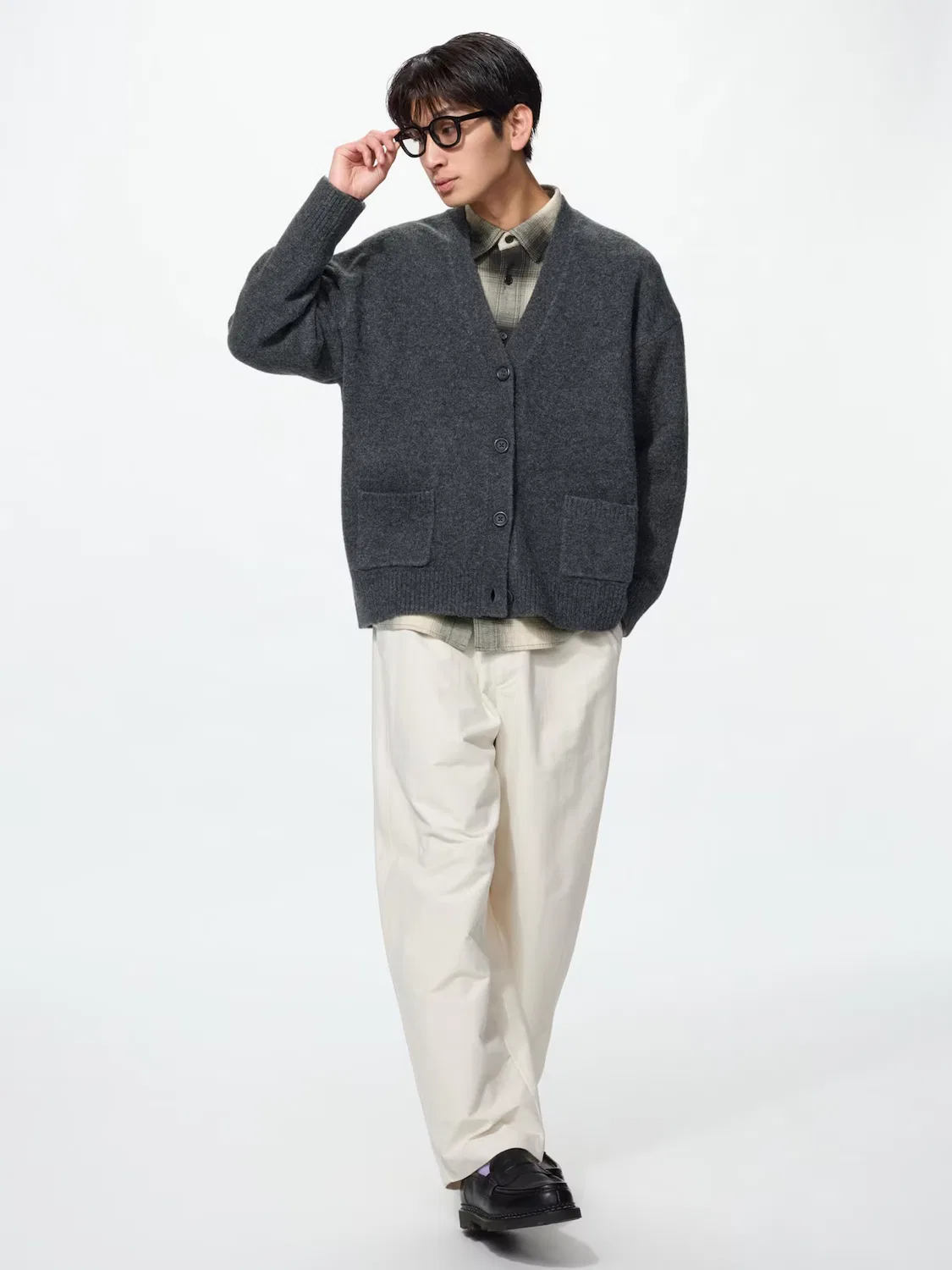 Кардиган Uniqlo, свободный, из пряжи «суфле», кремовый — фото 4