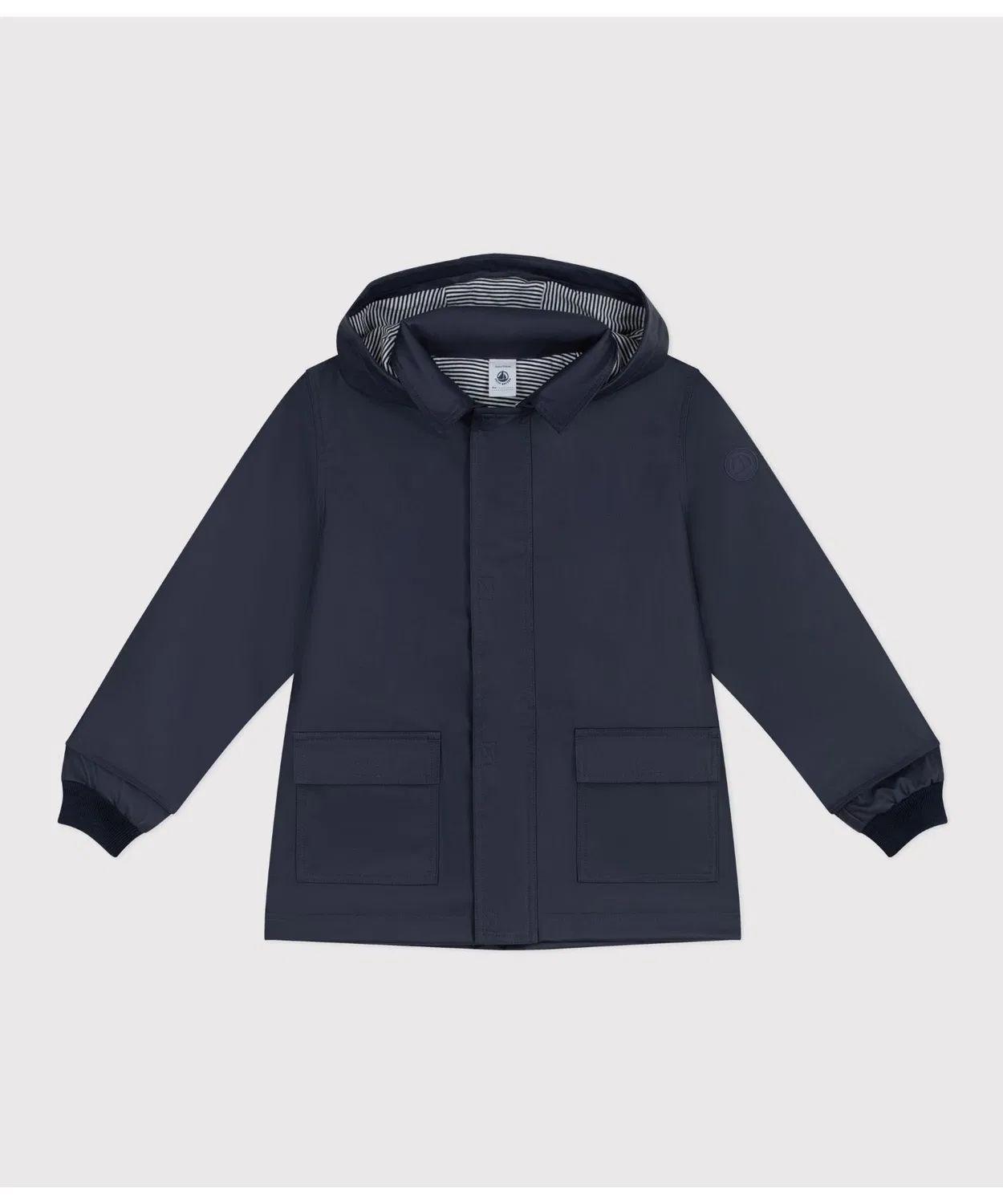 Детская куртка-парка с капюшоном, водоотталкивающая PETIT BATEAU, Navy