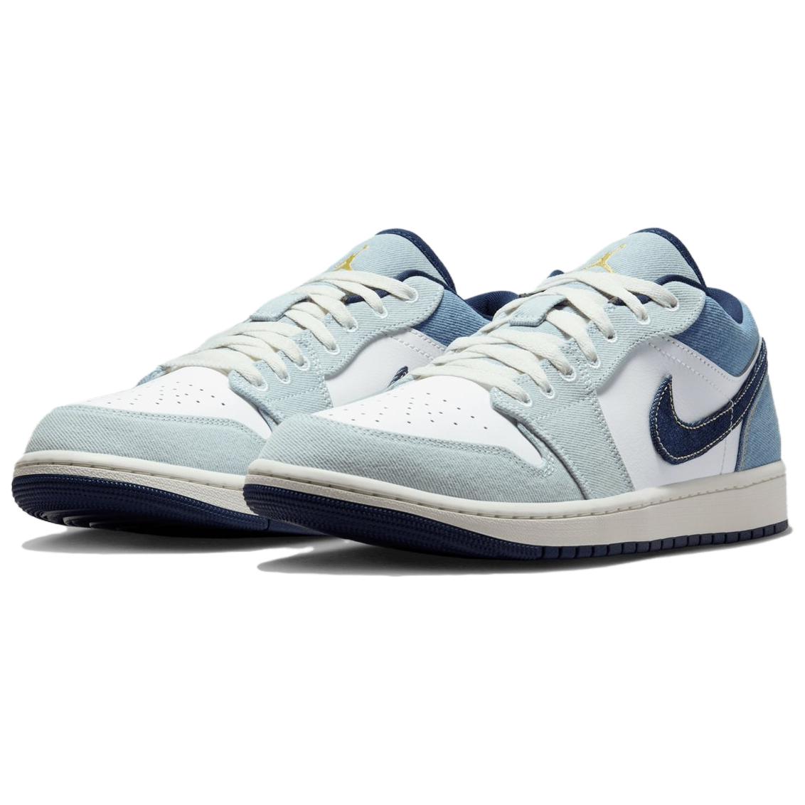 Кроссовки Jordan 1 Low Se Denim Star, белый/голубой — фото 3