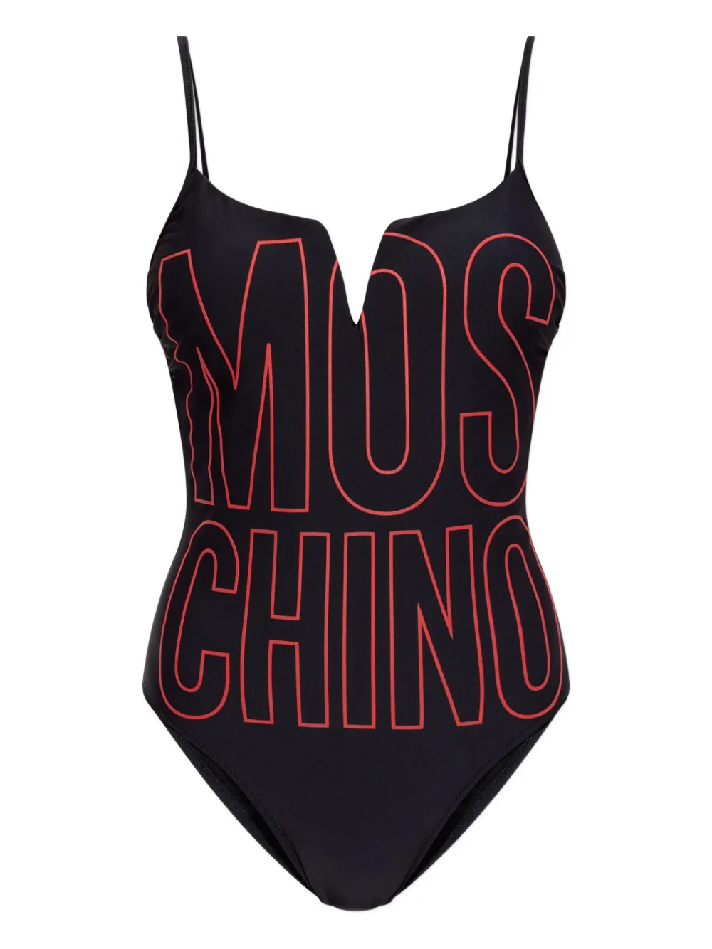 

Купальник с V-образным вырезом и логотипом Moschino, черный