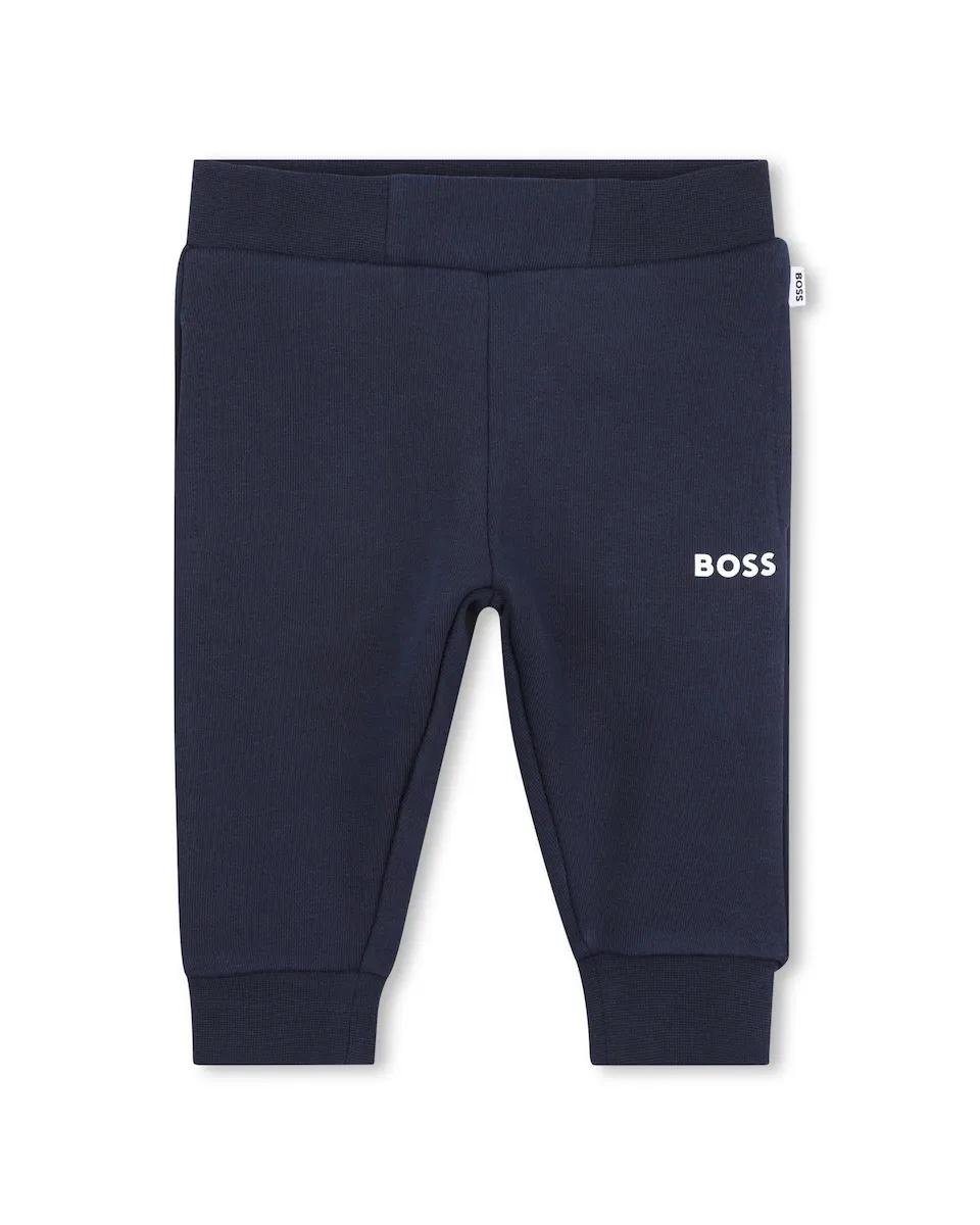 

Спортивные брюки для мальчика из флиса с эластичной талией BOSS Kidswear, тёмно-синий