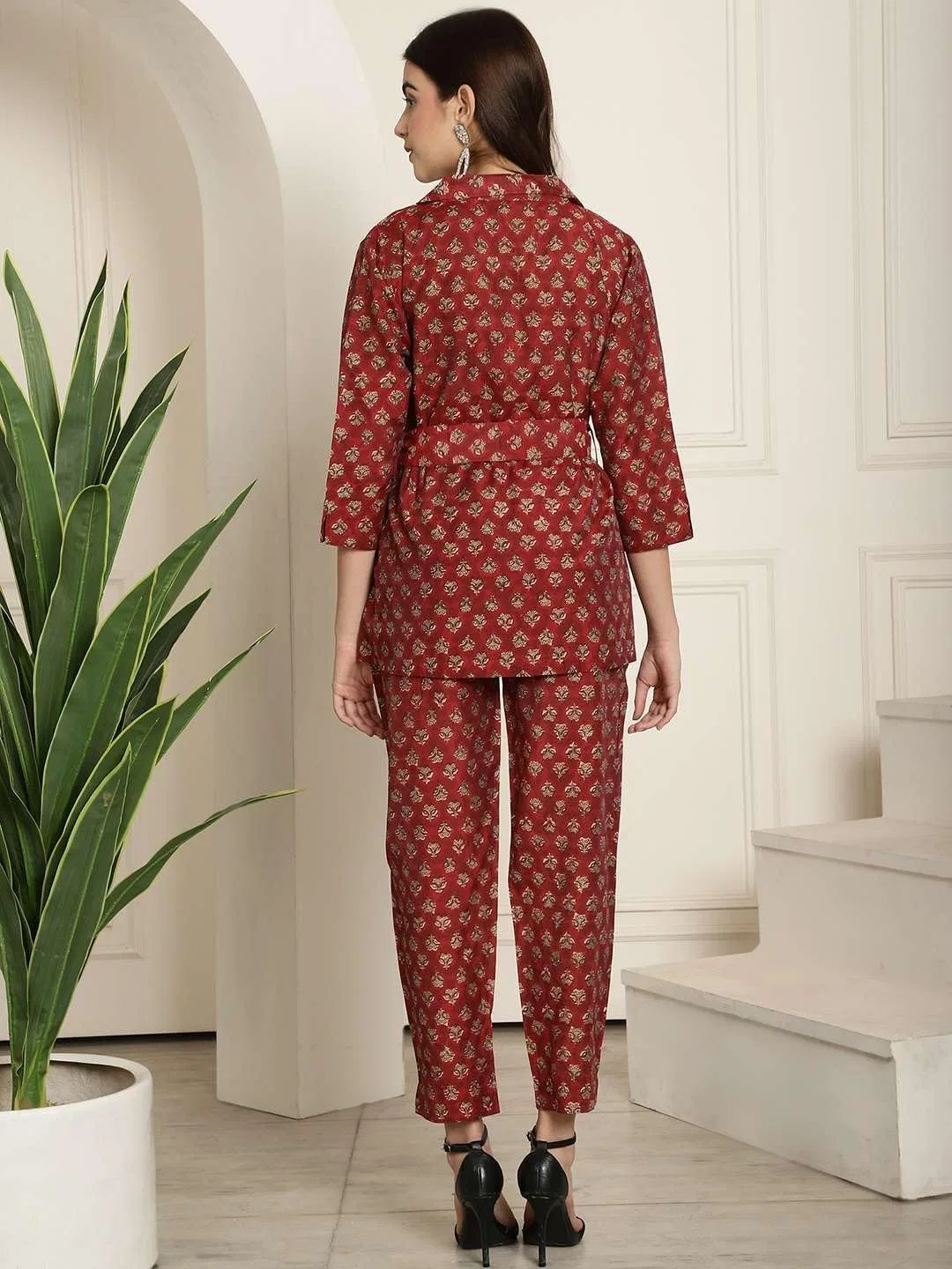 Женский костюм с принтом из хлопка Ltp Products, Maroon — фото 2