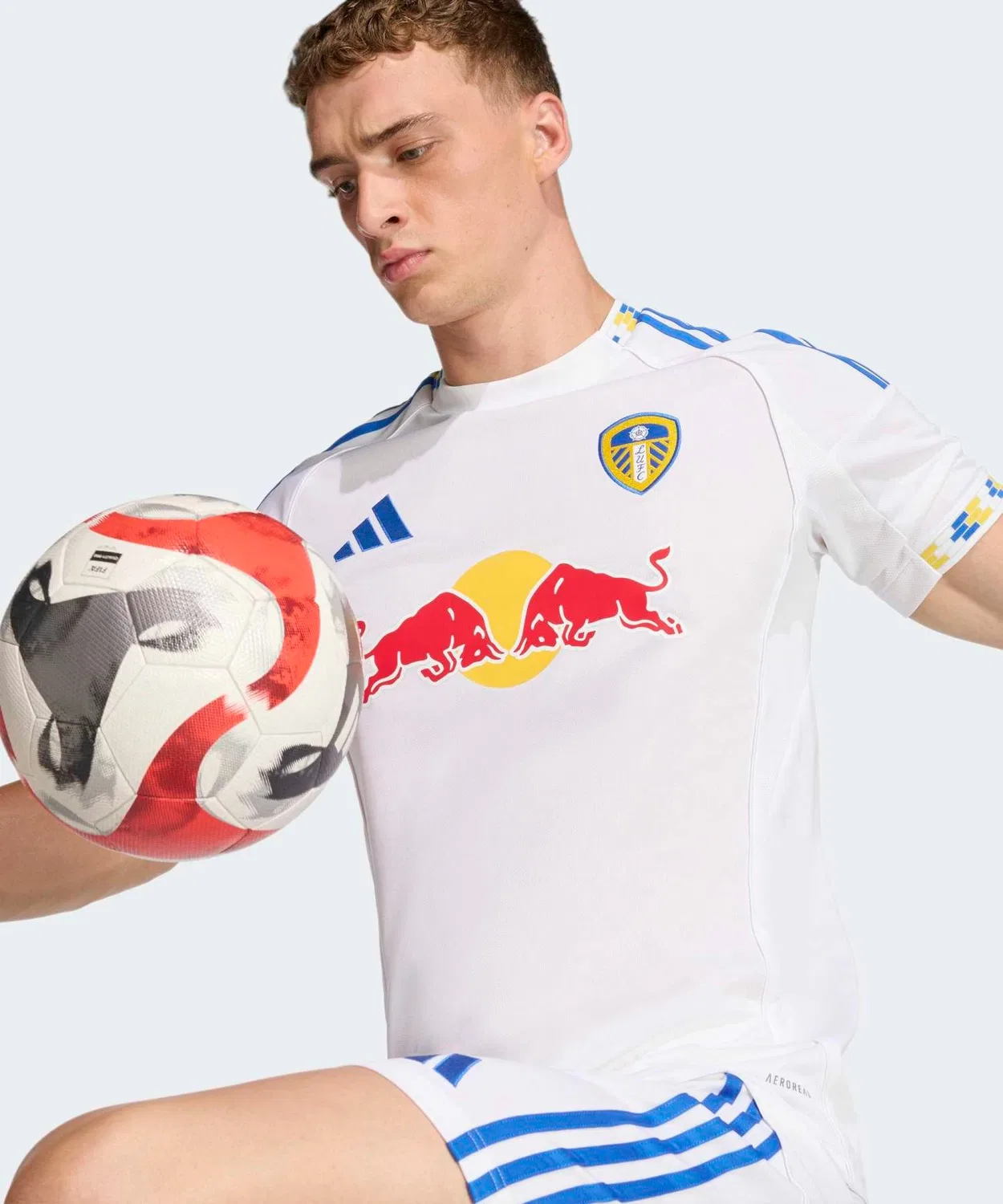 Мужская футболка с коротким рукавом с принтом Leeds United FC Home Jersey Adidas, White — фото 3