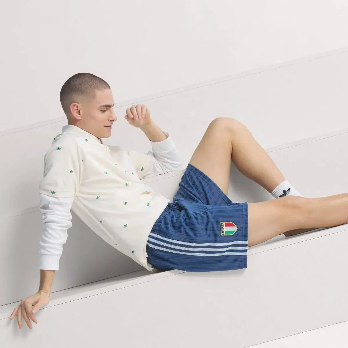 Мужские шорты с принтом Italia adidas, Azul Marino — фото 4