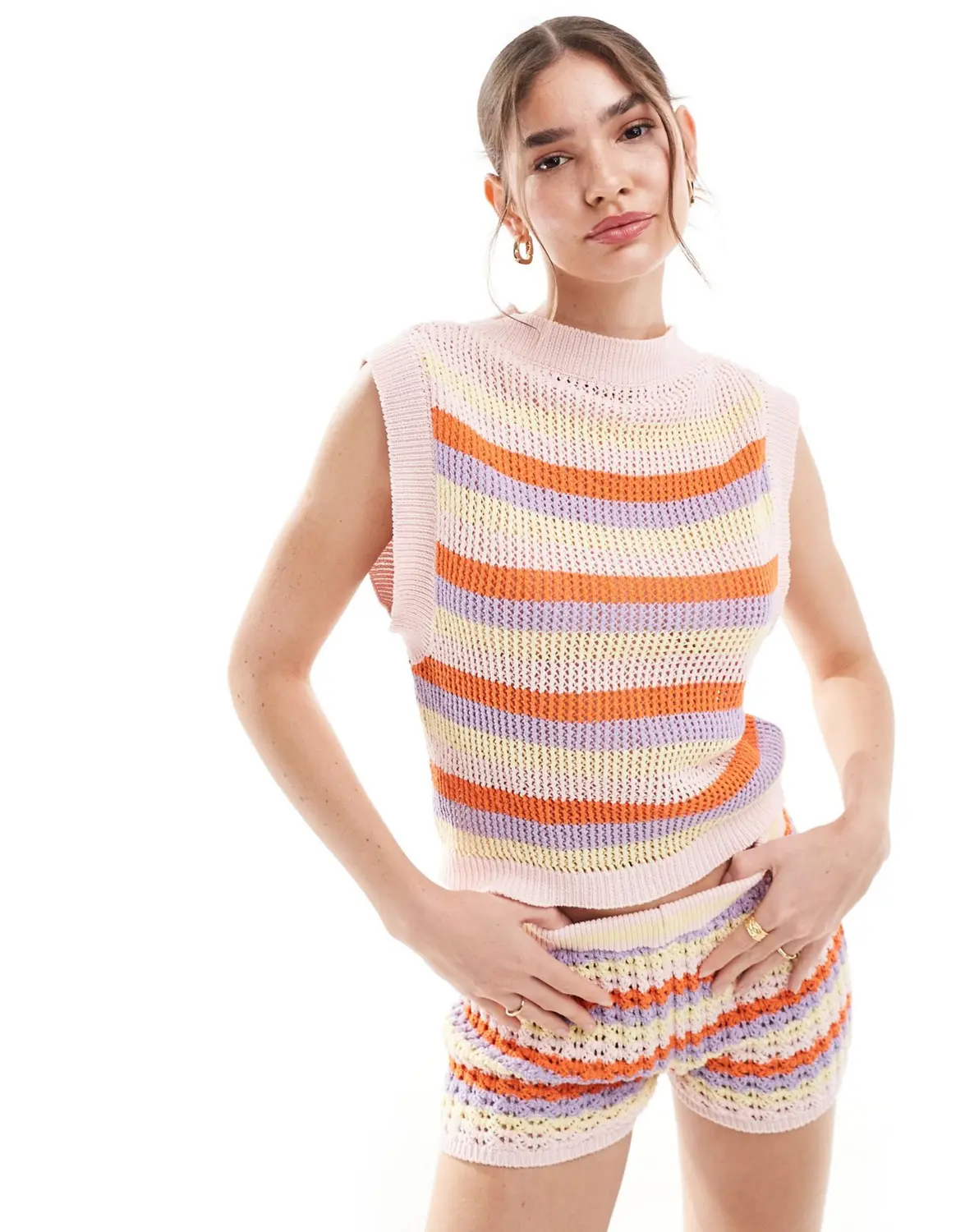 

Топ Asos Design Knitted Stripe Tank, мультиколор