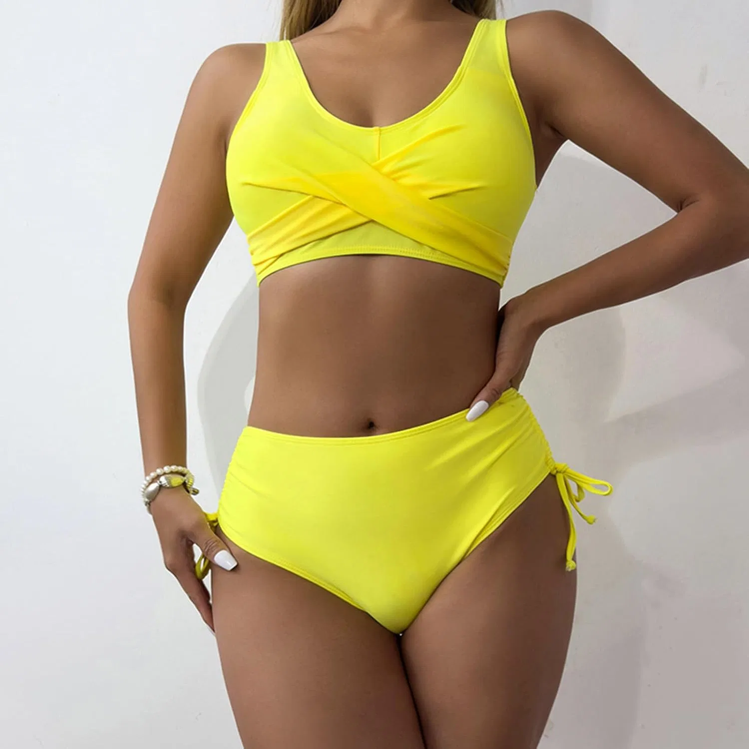 Женский бикини-комплект с поддержкой Plus Size, Yellow — фото 4