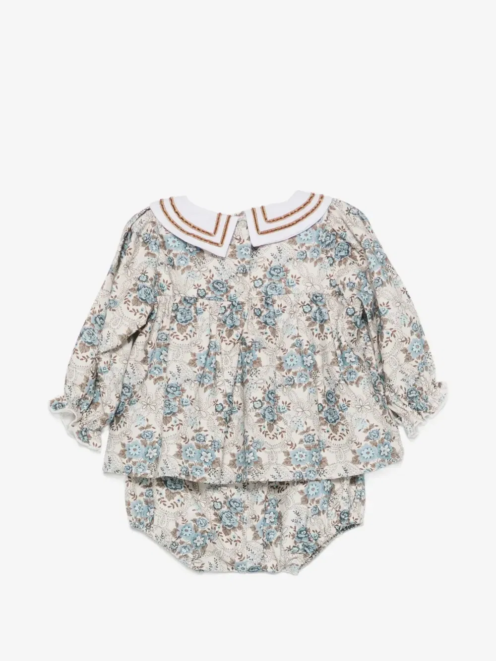 Комплект из шорт с цветочным принтом и матросским воротником Catherine Bebe Organic, бежевый — фото 2