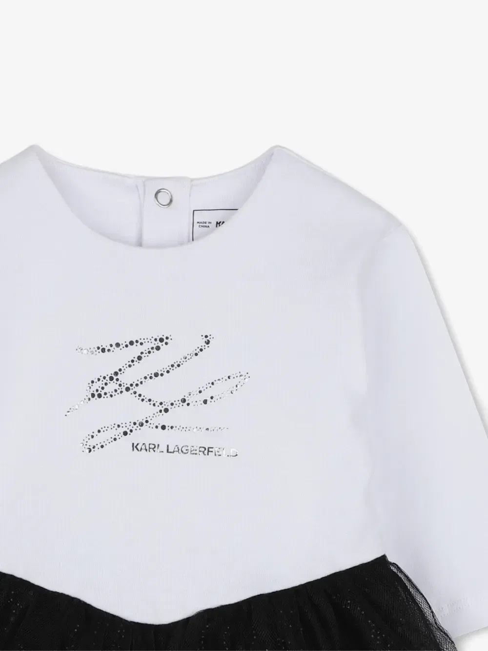 Платье Ceremony с длинными рукавами и юбкой из тюля Karl Lagerfeld Kids, белый — фото 3