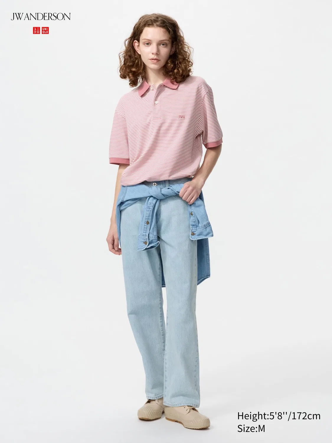 Рубашка-поло Uniqlo, с узкой полоской, повседневная одежда, розовый — фото 4