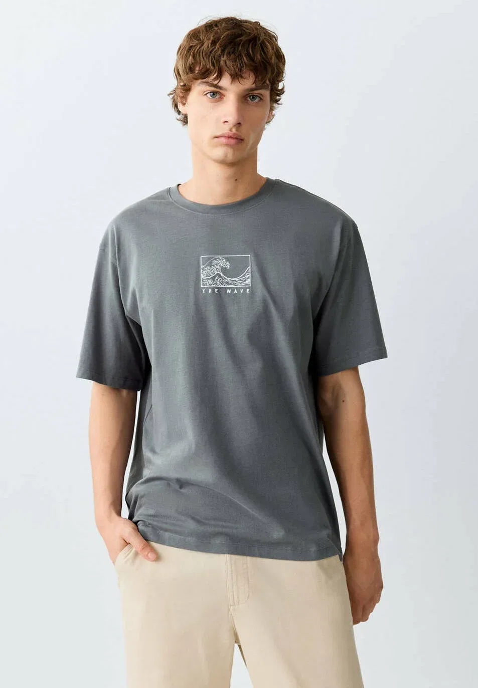 Футболка с принтом для подростков Mango Kids, Anthracite