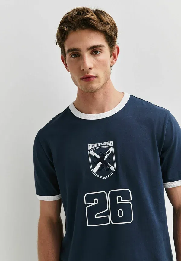 Футболка хлопковая Regular fit - football ringer t-shirt, Next Scotland, голубой — фото 4