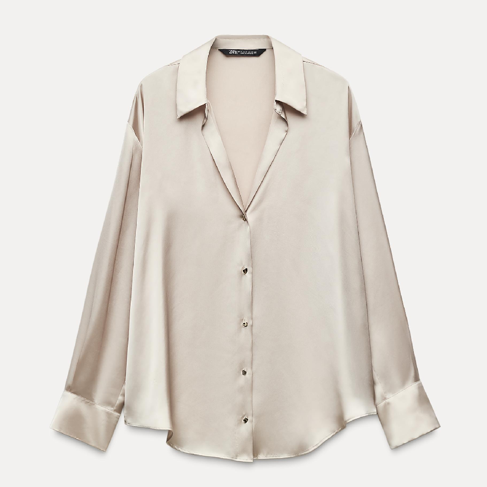 

Рубашка Zara Basic Satin, кремовый